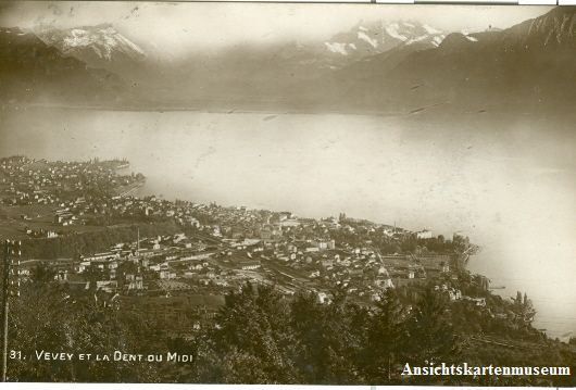 Cartoline postali: Vevey - et la Dent du Midi + 1924 – Usato da Emmenbrücke venduto da teestube