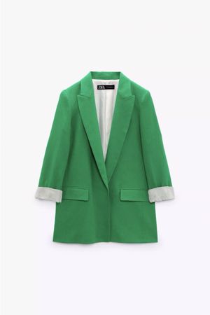 Veste blazer en lin verte Zara, taille M, neuve