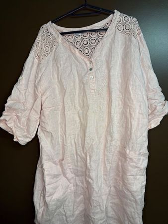 Sommer Tunika Kleid, Rosa Leinen, Grösse 42 Top!