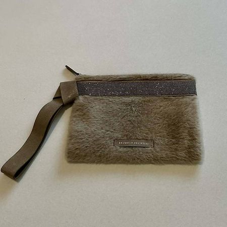Brunello Cucinelli Shearling Pouch mit Monili-Details
