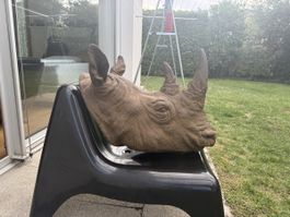 Nashorn Trophäe aus Kunsstoff  Wanddekoration