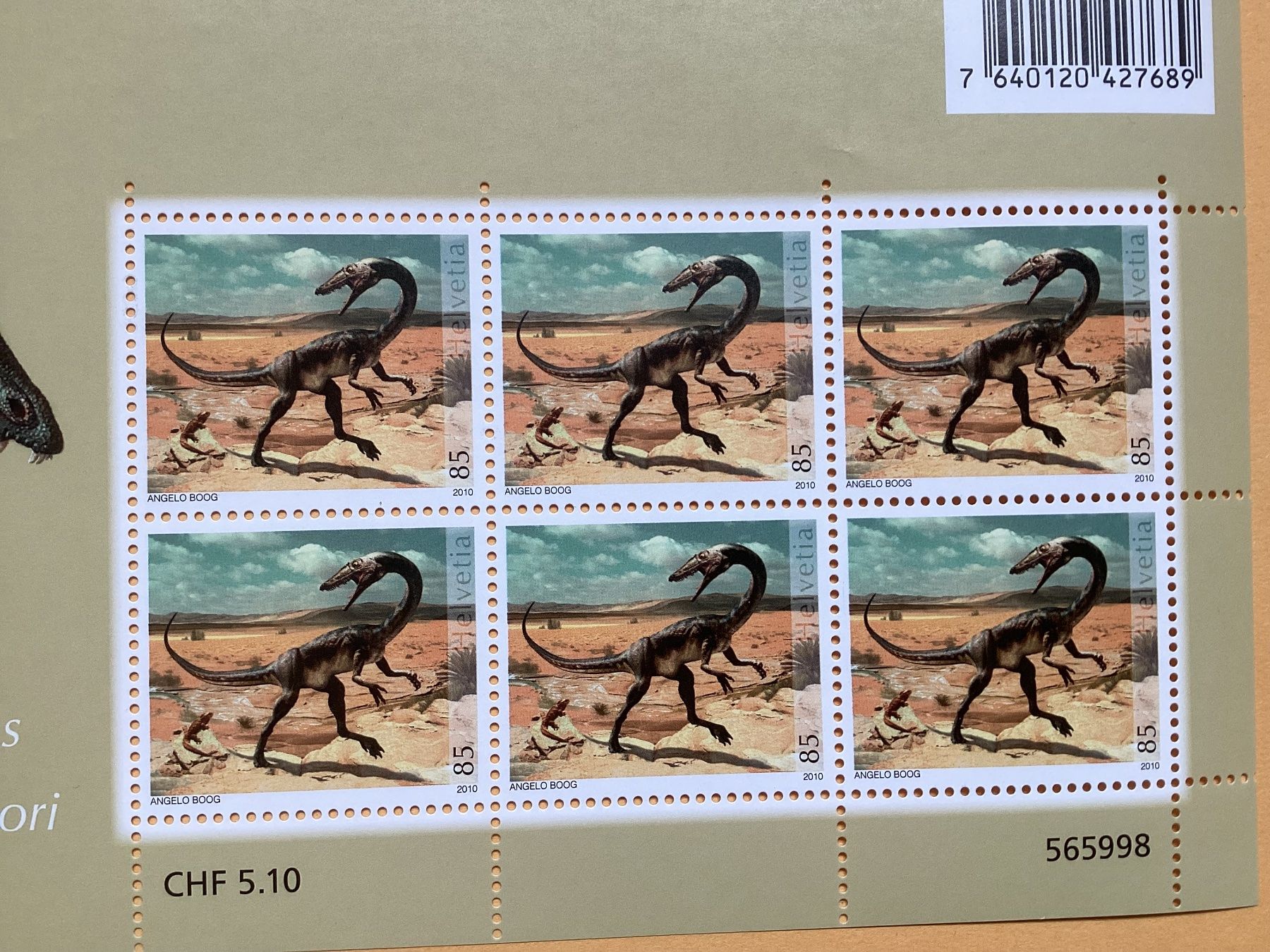 Tutti i francobolli: 6x Fr. -.85 Briefmarken postfrisch Dinosaurier 2010 – Nuovo (secondo la descrizione) da Seftigen venduto da Muggelwomb 1