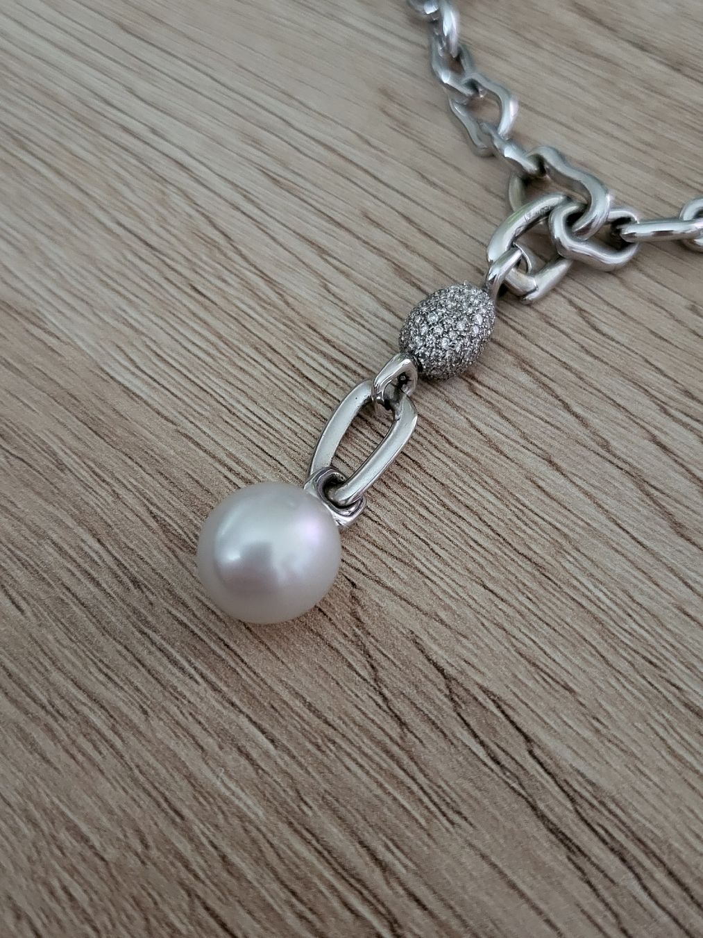 Catenine: Edle Designerkette mit ca 165 Brillanten und einer Perle – Nuovo (secondo la descrizione) da Unterägeri venduto da Altgoldschmuck 6
