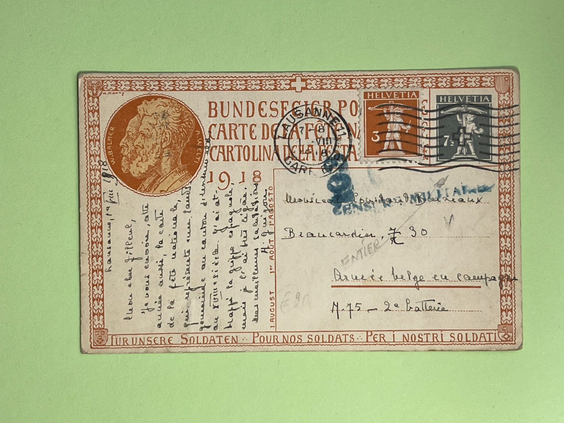Ansichtskarten: Bundesfeier Postkarte 1918 – Gebraucht aus Steg VS von _vinci_ 1