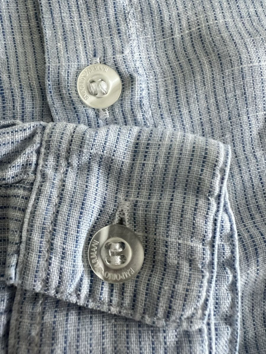 Armani Camicie, T-shirt & Polo: ARMANI LEINEN HEMD WEISS BLAU GR 4/106 – Usato da Basel venduto da theo-g77 3