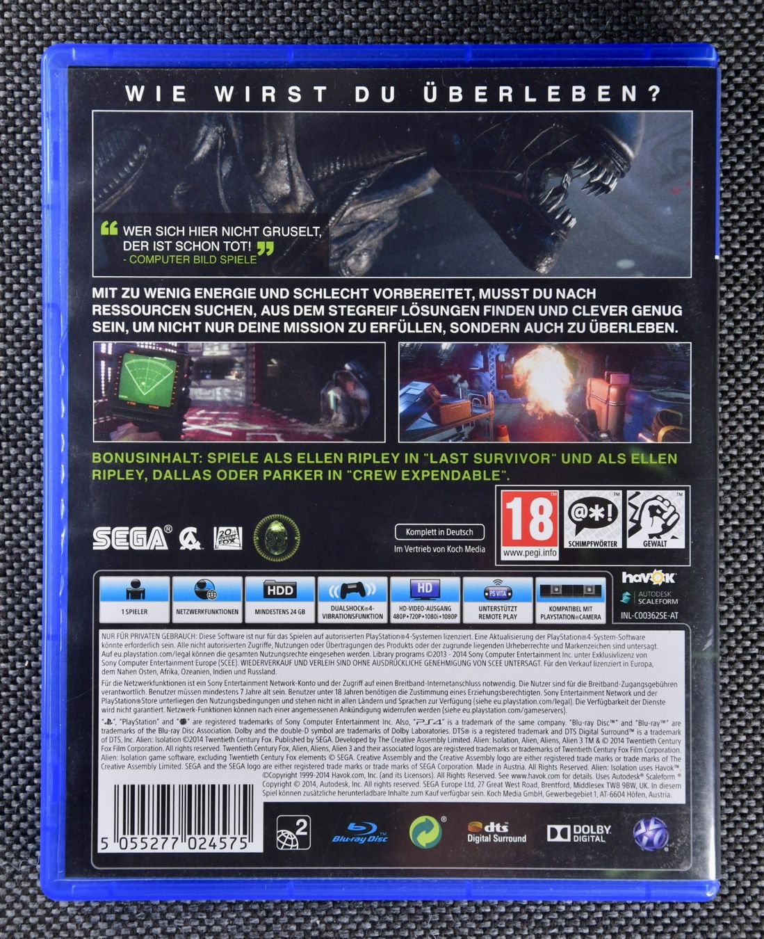 Sony Spiele: Alien Isolation - Ripley Edition inkl. DLCs (PS4) – Gebraucht aus Rombach von  1