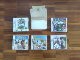 Nintendo DS Lite in weiss mit 5 Spielen, Ladekabel und Hülle