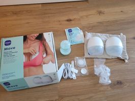 MAM Move Hands-free Doppelmilchpumpe mit Zubehör gebraucht