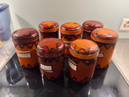 Set von 6 Vorratsdosen Metall orange