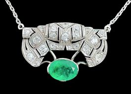 Smaragd 2.5c Diamanten Vintage Kette Weissgold 18k *S1741