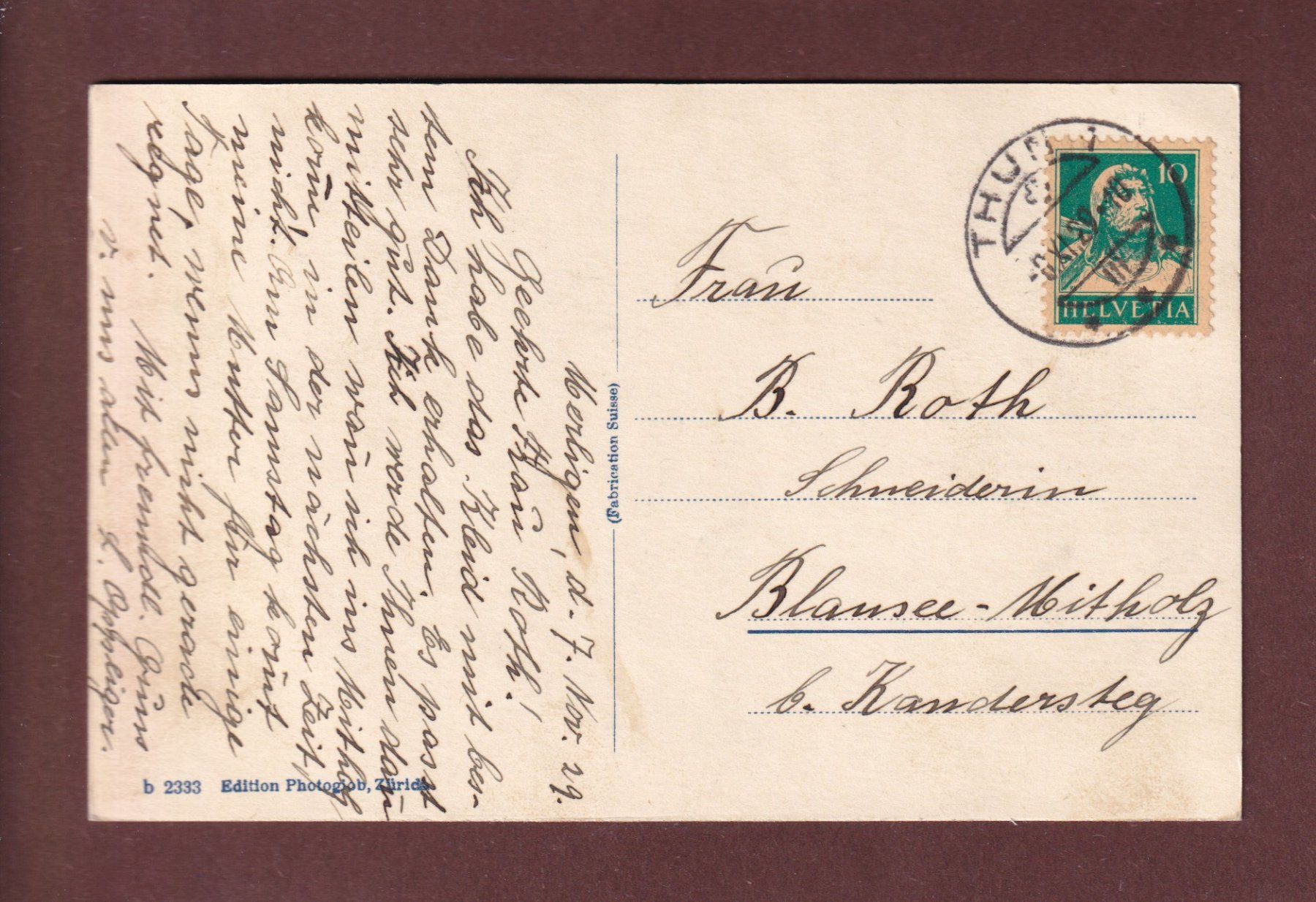 Cartoline postali: MERLIGEN - 1929 – Usato da Pully venduto da nicecards-shop 1