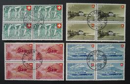 PP 1947, Serie Viererblöcke B34-B37 gestempelt, Kat: 125.-