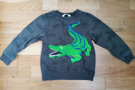 H&M Cooler Pullover mit Krokodil-Pailletten, Grösse 110/116