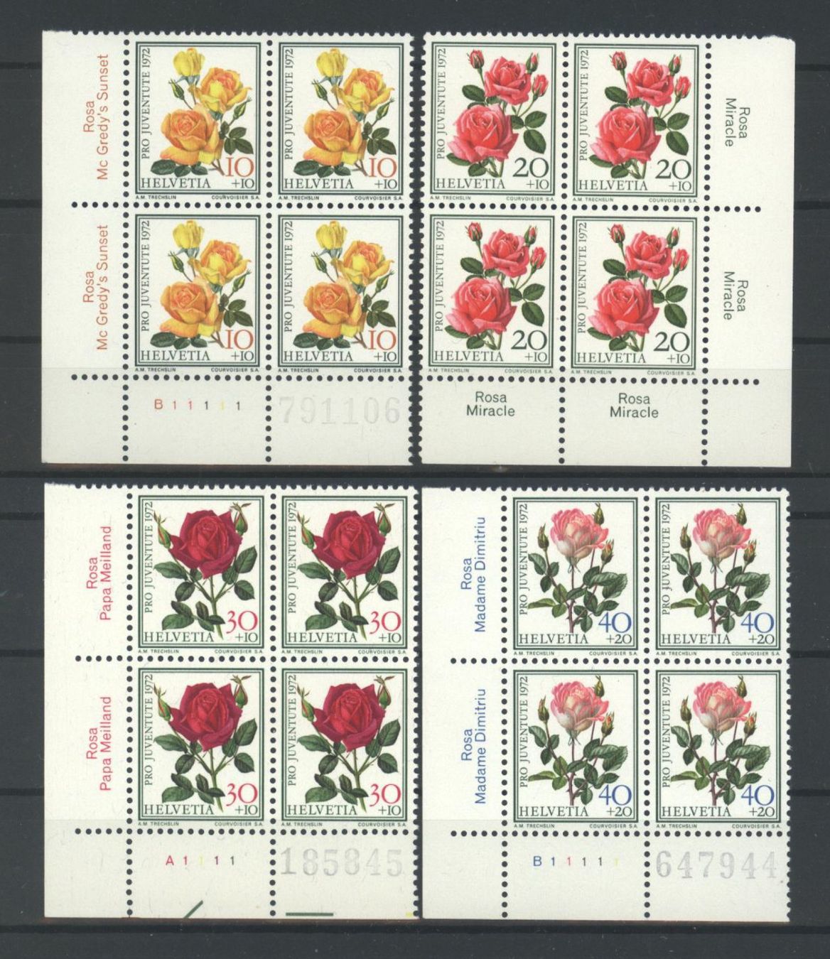 Alle Briefmarken: 1972, Pro Juventute, Viererblöcke ** – Gebraucht aus Willisau von Vollstempel