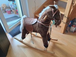 Schaukelpferd braun mit Sattel Holzgestell guter Zustand