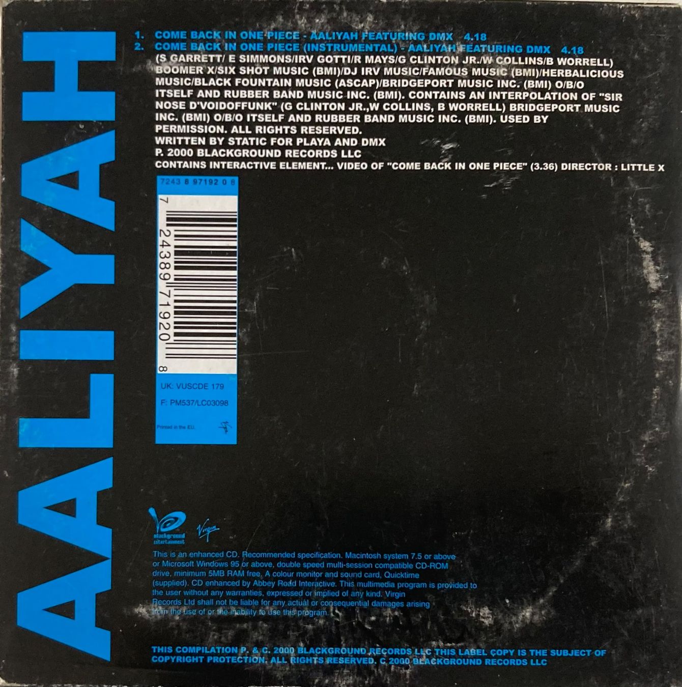 CDs: AALIYAH FEATURING DMX - COME BACK IN ONE PIECE – D'occasion à Poliez-Pittet par Newtown-Records 1