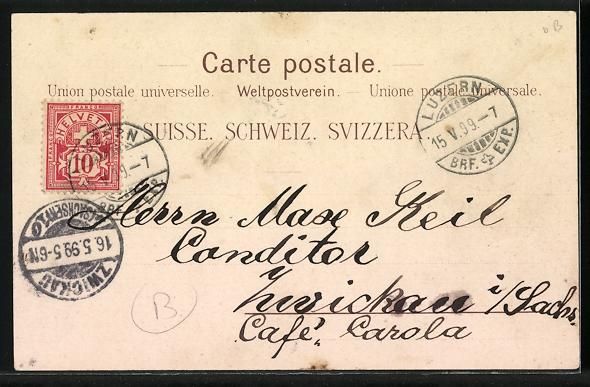 Cartes postales: Litho Luzern, Hotel Schweizerhof mit Sal – D'occasion à Berlin par bartko-reher 1