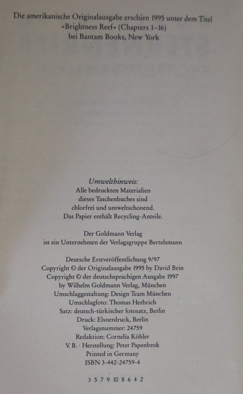 Libri: Sternenriff - Das Uplift Universum 1 von David Brin – Usato da Glattfelden venduto da Sirax 5