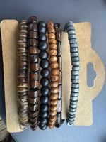 Set of 6 wooden beaded bracelets new