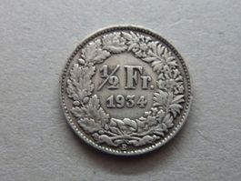 1/2 Fr.  1934  -  ungereinigt  -