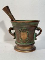 Antique Bronze Mortar and Pestle with Coat of Arms Design