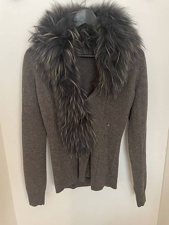 Wolle-/Kaschmirjacke mit Pelzkragen