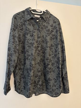 Bluse dunkelgrün gemustert Gr. 44 Marco Polo organic cotton