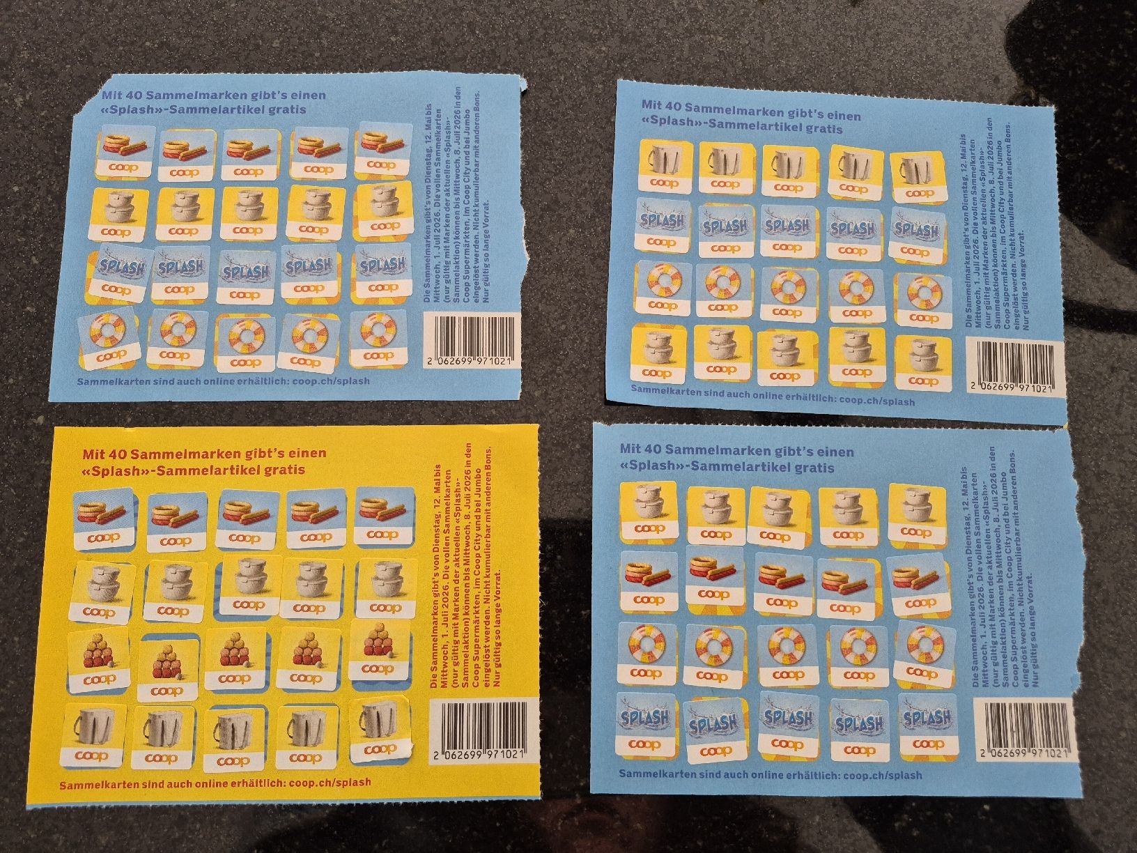 Coop Raccolte di bollini & punti: 4xCoop Splash Sammelmarken Karten  – Nuovo (secondo la descrizione) da Visp venduto da Abarth1991