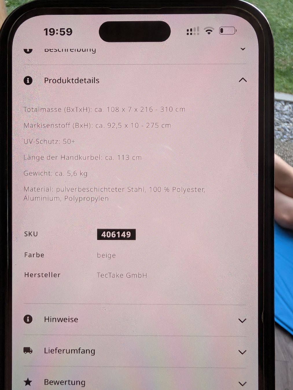 Markisen: Rollo Sonnenschutz beige Aussenbereich – Neu (gemäss Beschreibung) aus Beinwil am See von wegdamit24 2
