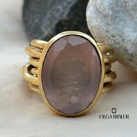 Unikate Silber Ring 925 Grösse 53 mit Rosenquarz