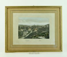 STADT BIEL, STAHLSTICH, HANDKOLORIERT. KRÜSI BASEL 1865.