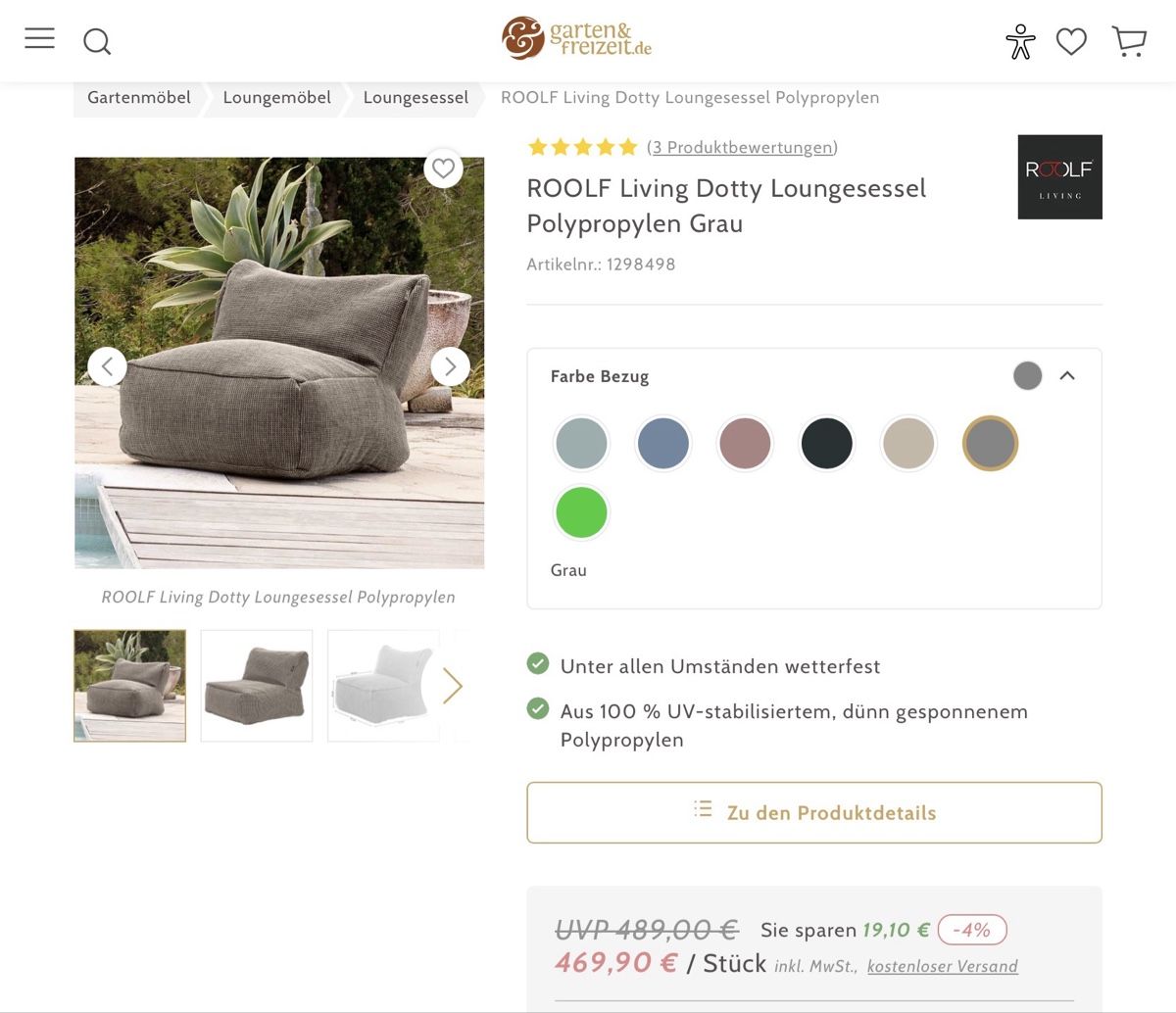 Poltrone: Designer Gartenmöbel - Roolf Lounge Set 4 Sessel + 2 Hocker – Nuovo (secondo la descrizione) da Zürich venduto da freerebel1 4