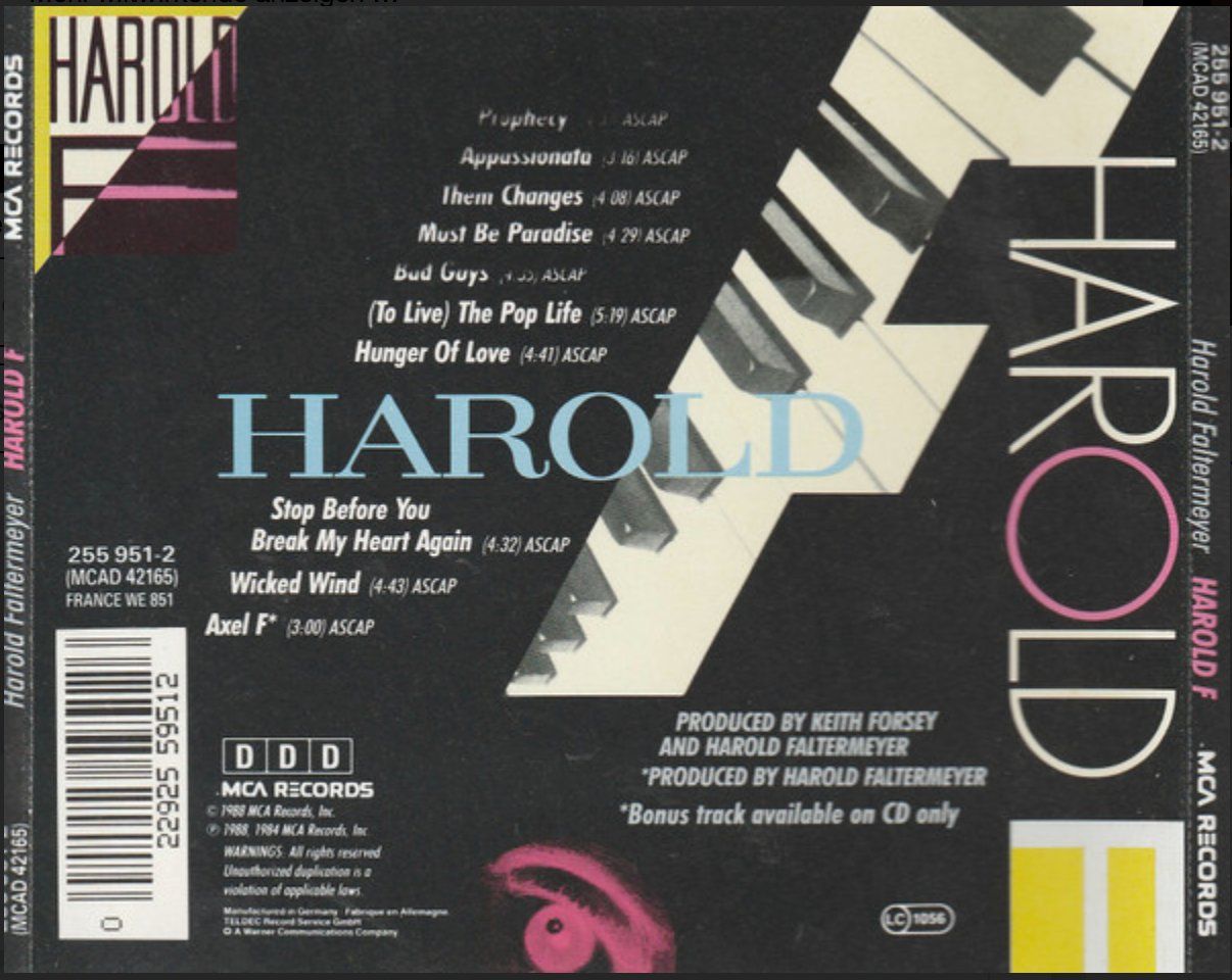 CD: Harold Faltermeyer – Harold F – Usato da Brunnen venduto da Barfly5 1