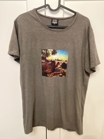 Tshirt grün Mosambik wimbi beach afrika sunset kokosnuss M