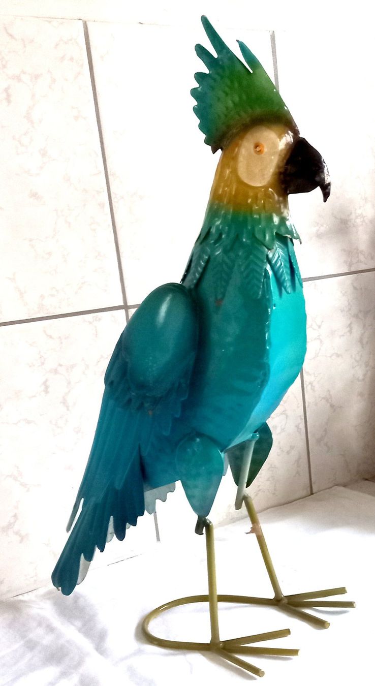 Statuette: Papagei Blechpapagei Gartendecko – Usato da Baar venduto da 2cvbaar 2