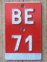 BE 71 - VELONUMMER - FAHRRADSCHILD - PLAQUE DE VELO - BE 71