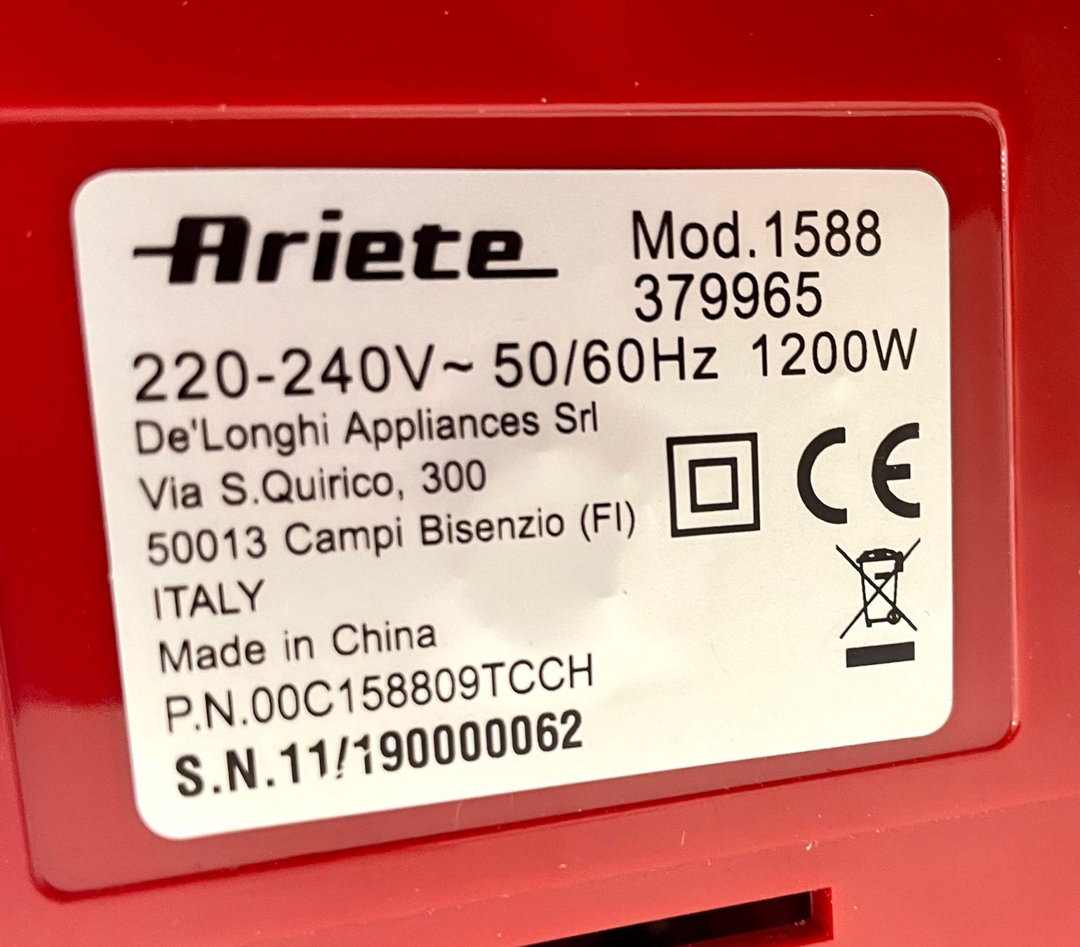 Elettrodomestici da cucina: ARIETE 1588 RED - Küchenmaschine – Usato da Niederdorf venduto da LeptonAG 3
