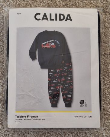 Calida Kinder Pyjama Feuerwehr Baumwolle Grösse 92/98 NEU