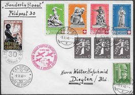 1940 SATZ-Brief Rot Kreuz Flug Samaden / Feldpost 30 ab 1.-