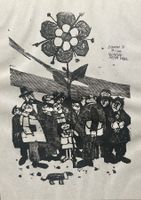 Holzschnittdruck von Werner Hofmann - Blume 1971