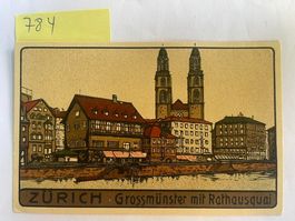 alte Ansichtskarte Zürich Grossmünster Rathausquai