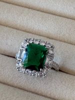 Luxus Elegante Gr.19/9 Ring Farbe: Silber/ Grün