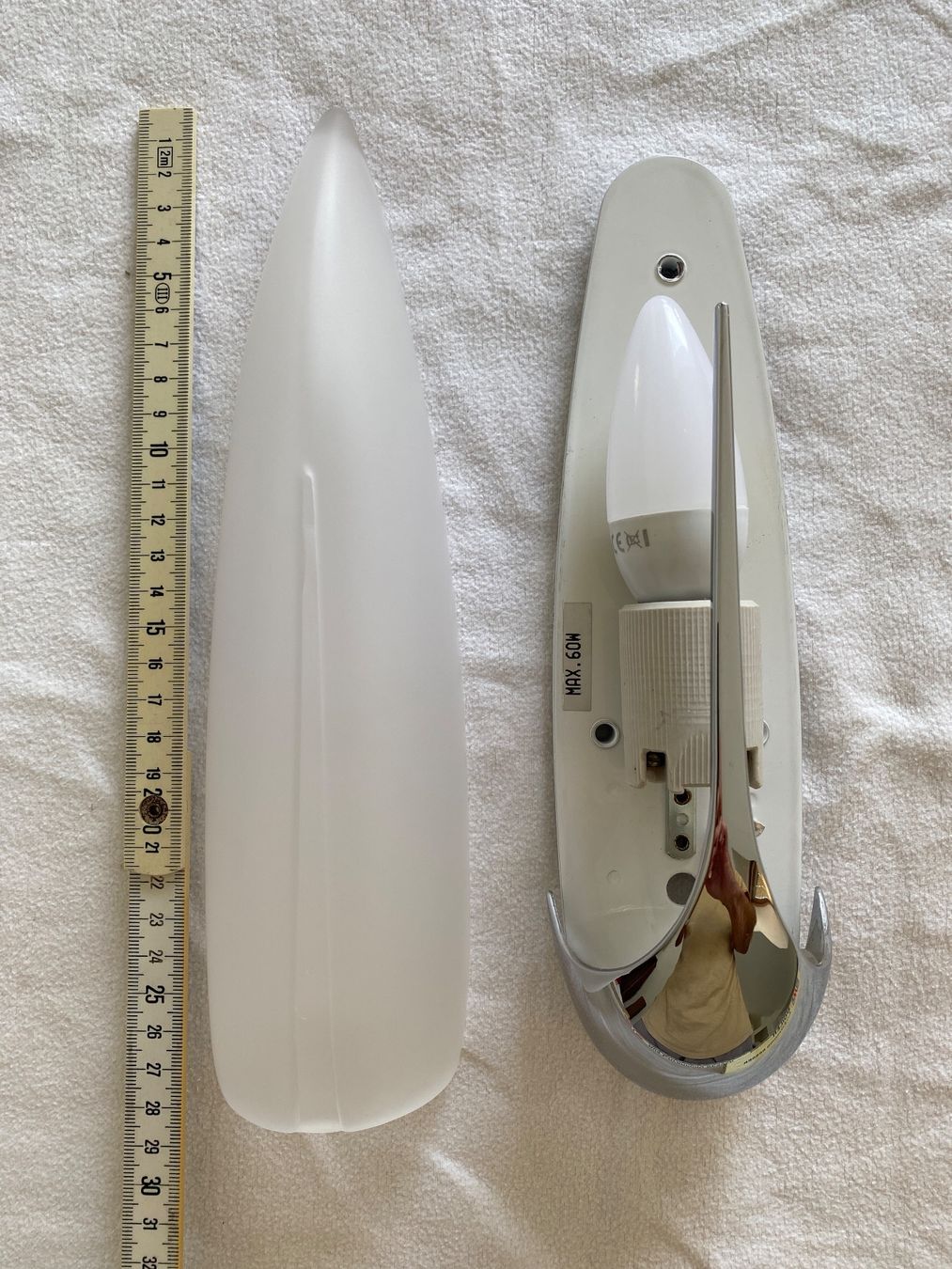 Lampade: Schöne mattglas Wandlampe mit Chromelement – Usato da Maur venduto da privat101 2