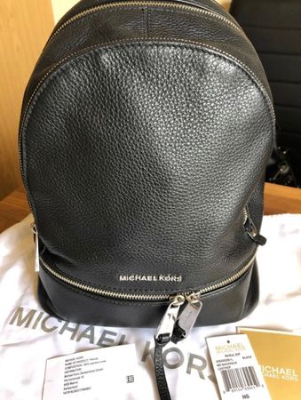 Michael Kors Original Rucksack Midi, schwarzes Leder RHEA