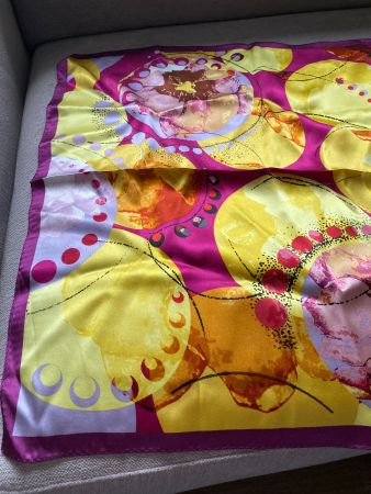 Seiden Schal, Foulard 55x54xcm, Art-pink