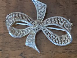 Silber Brosche, Schleifen-Design, Vintage