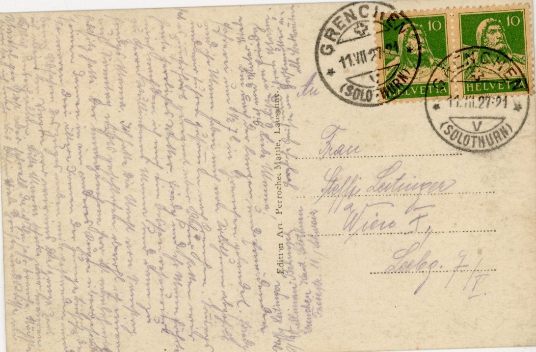 Ansichtskarten: Grenchen   SO  -    Totalansicht      um 1927 – Gebraucht aus Brig von Valcards54 1