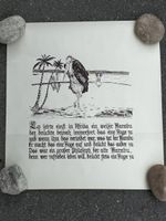 Alte Grafik WEISSER MARABU mit Gedicht von Ingo Baumgartner
