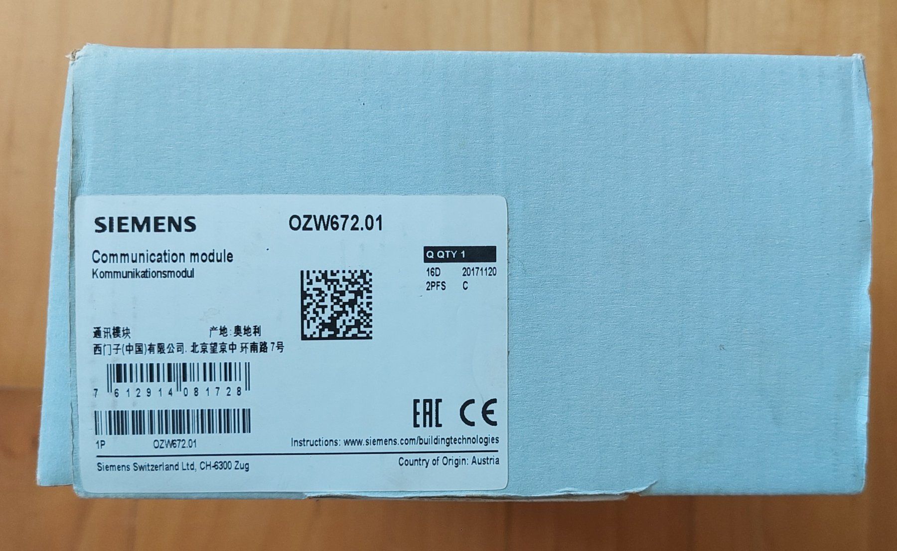 Componenti elettronici: Siemens OZW672.01 Kommunikationsmodul Neu – Nuovo e nell'imballaggio originale da Rüti ZH venduto da akazia2 3