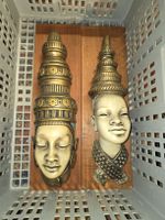 Exotische Wandmasken Achatit 2er Set Vintage! (D)